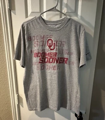 Men’s OU Sooners Gray Short Sleeve Tshirt Oklahoma Football Large Nike Dri-fit - Image 1 of 4