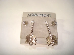 Fashion Rhinestone Dangle Post Earrings Bling Bling!! 2 Pairs - Picture 1 of 2
