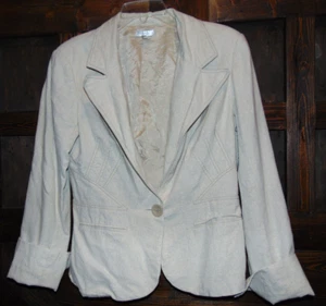 Cache Blazer Jacket Women's Size 10 Beige Cream Linen Blend - Picture 1 of 10