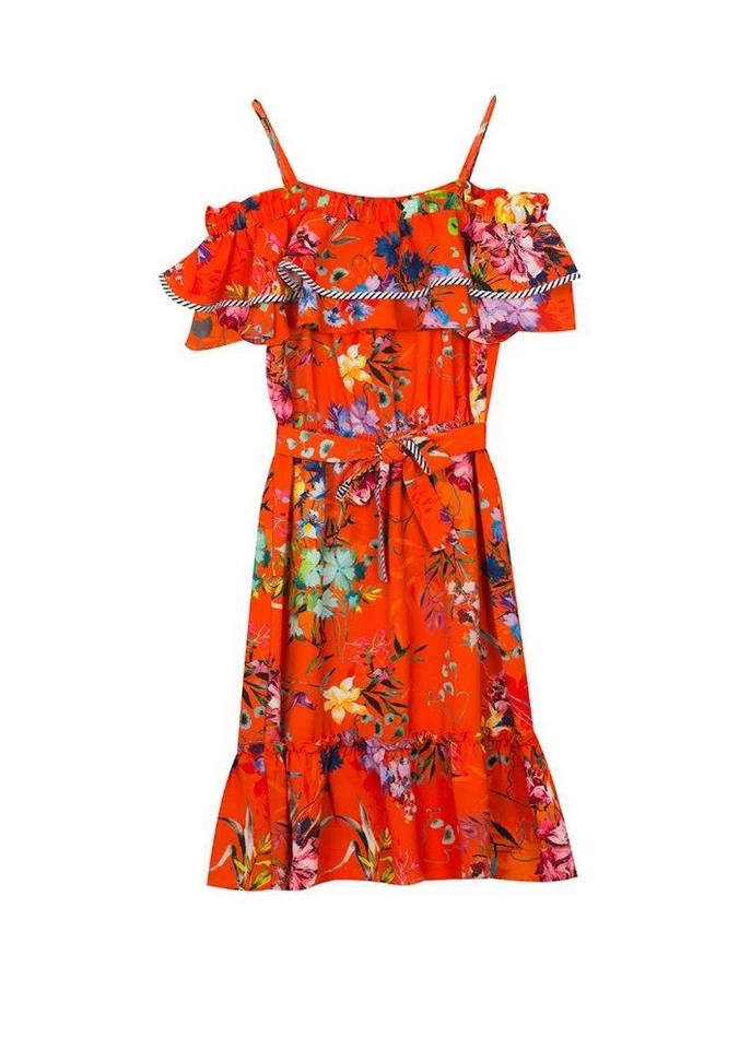 Vestido Floral Senorita Naranja 7 Niña Grande EDICIONES RARAS NUEVO CON ETIQUETAS $68 Foto 1 de 1