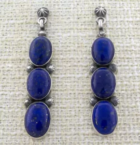 Pendientes de lapislázuli natural del artista navajo Freddie Maloney - Imagen 1 de 2