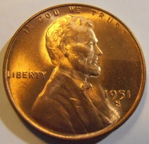1951 S LINCOLN CENT, Nice BU coin - Picture 1 of 6