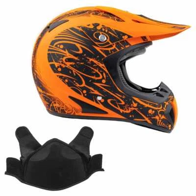 Snowmobile Helmet Snocross Matte Orange Splatter W/ Breathbox Adult DOT Snow  — 第 1/4 张图片