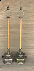 Pair Of CHAPMAN 1981 Tall Buffet Cast Brass Table Lamps Vintage Rare - Picture 1 of 11