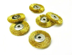 Brass Wire Wheel Brush Un-Mounted 1" Diameter Crimped Brass Bristle 6 Pcs - Picture 1 of 3