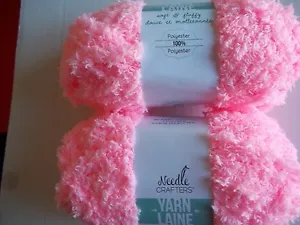 Needle Crafters filato morbido e soffice peluche/pile, rosa bambino, lotto di 2 (40 yds ea) - Foto 1 di 2