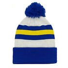 Fan Originals Retro Football Bobble Hat Leeds Colours White Blue Yellow