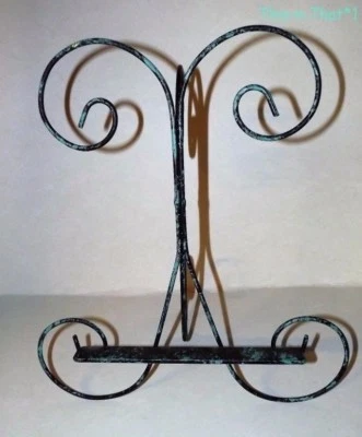 Caballete de arte de metal turquesa y negro aspecto lavado Shabby Country aspecto elegante Foto 1 de 4