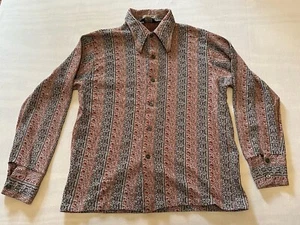 Vintage Vanderbilt Shirt Men's Large Combed Cotton 60s 70s Camp Red & Black - Picture 1 of 8