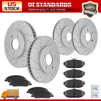 Front Rear Drilled Disc Rotors Ceramic Brake Pads for 2005 - 2010 Ford Mustang - Imagem 1 de 4