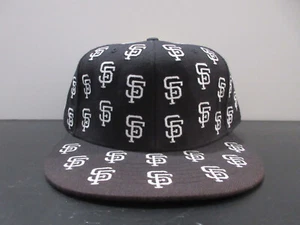 San Francisco Giants Hat Cap Fitted Mens 7 3/4 Black MLB Baseball All Over Print - Picture 1 of 9