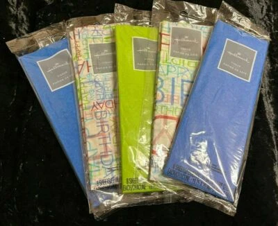 lot of 5 packages Hallmark tissue paper blue green colorful Happy Birthday - Image 1 of 3