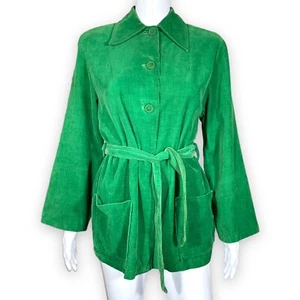 vintage M 40s green corduroy Short Box jacket and belt Collared Lightweight VGUC - Picture 1 of 9