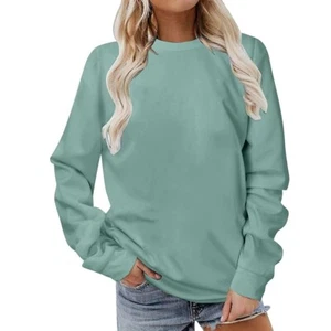 Oversized Plain Sweatshirt Crewneck Long Sleeve Classic Warm Womens Sz Medium - Picture 1 of 3