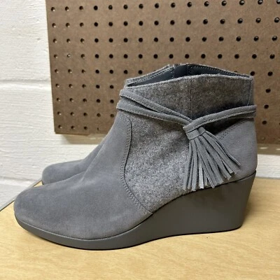 Crocs Leigh Gris Gamuza Cremallera Lateral Cuña Botines Zapatos 204676 Mujer Talla 11 Foto 1 de 4