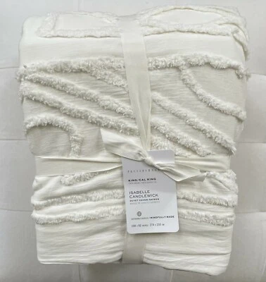 Pottery Barn ISABELLE CANDLEWICK Duvet Cover King California King Snow White NWT - Image 1 of 2