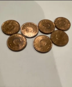1966 TURKEY 1 KURUS - 7 VERY NICE COINS - AU - Picture 1 of 2