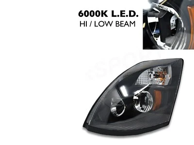 Faros LED negros 6000K solo lado del conductor para Volvo VNX VNL 2004-2017 Foto 1 de 4
