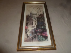 FRAMED SIGNED RAPHAEL ORTIZ ALFAU PRINT PARIS PLACE DU TERTRE VINTAGE ART - Picture 1 of 11