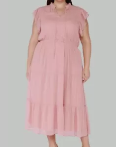 Black Tape Women Pink Ruffle-Sleeve Tiered Maxi Dress Plus Size 2X - Picture 1 of 1