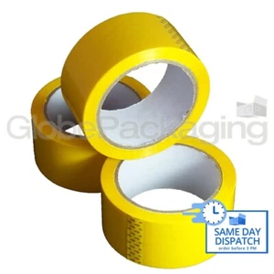 6 Rolls Of YELLOW COLOURED Packing Parcel Tape 50mm x 66M 2" - Picture 1 of 7