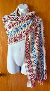 NWT Mexican Coyoacan Handmade Multi Color Embroidered Scarf - Picture 1 of 6