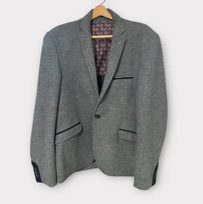 Chaqueta Blazer Culis Para Hombre Cierre de 1 Botón Gris Rojo Forro Geométrico Talla 54 Gota 6 Foto 1 de 4