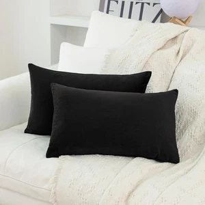 Black Pillow Covers 12x20 Inch Pack of 20" x 12" (Pack 2), - Picture 1 of 6
