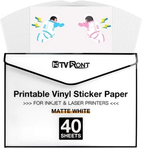 40 Stück mattes Aufkleberpapier, bedruckbares Vinyl für Tintenstrahldrucker - Bild 1 von 13