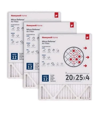 20x25x4 MERV 12, AC Furnace Air Filter, 3pk, 19-15/16 X 24-7/8 X 4-3/8" Act Size - Image 1 of 4