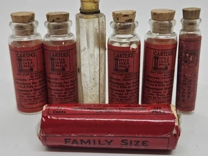 Antik Lot Carter's Leber Pillen Apotheke Apotheker Quacksalber Medizin Flaschen - Bild 1 von 8