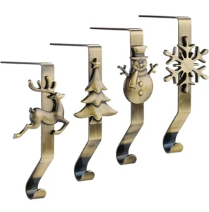 Christmas Stocking Holders for Mantel-set 4- Bronze-New in Package-Never used - Picture 1 of 10