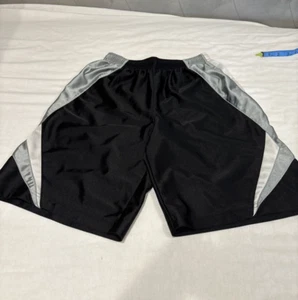 Nike Athletic Basketball Shorts Size Youth Large 14-16 Black Silver Embroidered - Picture 1 of 11