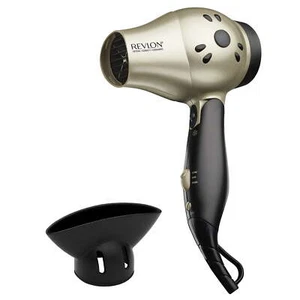 1875W Folding Handle Ionic Travel Hair Dryer, Black and Gold - Picture 1 of 7