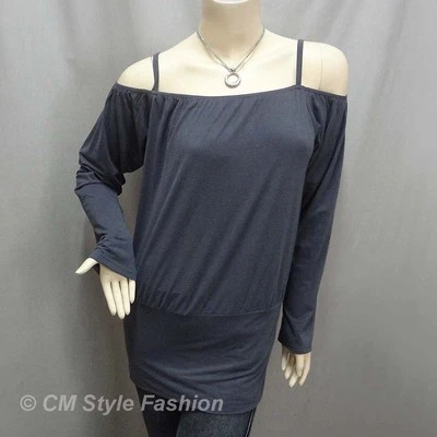 Top túnica estilo CM moda fuera del hombro moda gris/gris M Foto 1 de 4