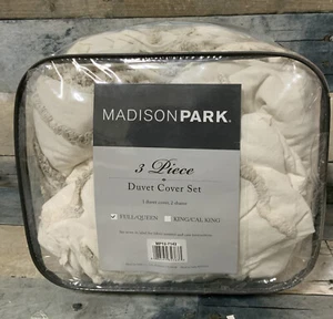 ⚡️ Madison Park 3 Piece Duvet Cover Set Full/Queen (Ivory/Taupe) 👉Repacked 👈 - Picture 1 of 3