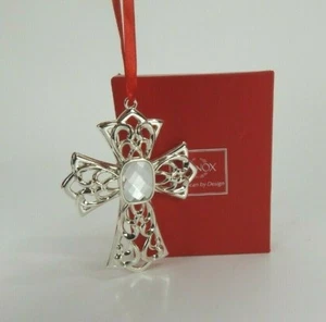 Lenox Bejeweled Clear Jewel Cross Ornament Silver Plated Holiday - Picture 1 of 4