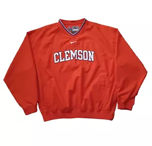 Vtg Nike Clemson Tigers Pullover Mens XL Orange V Neck Center Swoosh Side Zip - Picture 1 of 19