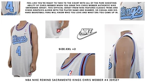 NBA Nike Rewind Gray Sacramento Kings Chris Webber #4 Jersey: Size XXL + 2 - Picture 1 of 8