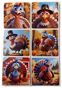 25 Turkey Time Thanksgiving Stickers, 2.5" x 2.5" each, Party Favors - Picture 1 of 1