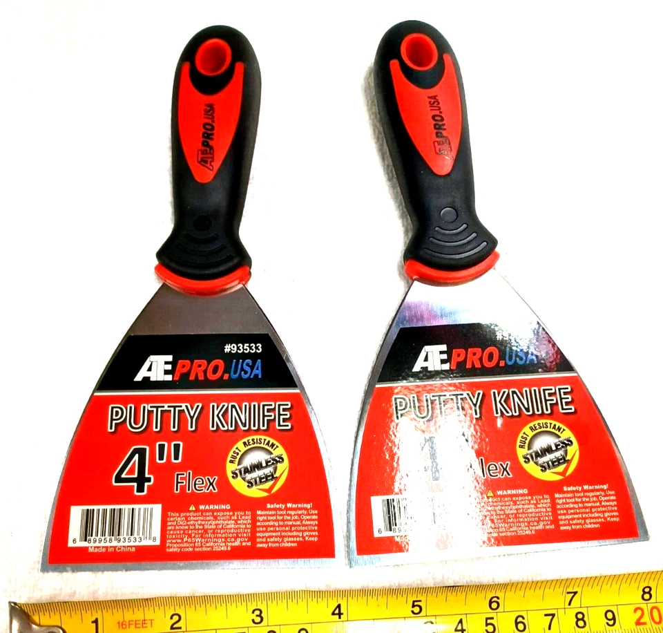 RASPADOR 4" DOS 2 CADA UNO NUEVO MASILLA MANGO ACOLCHADO CON AGUJERO PARA COLGAR Foto 1 de 1