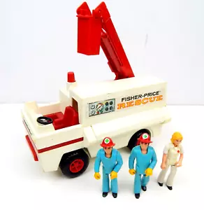 2D Fisher Price Toys Rescue 303 Vehicle w/ Figures 1974 Fire Bucket Fire Dept - Picture 1 of 11