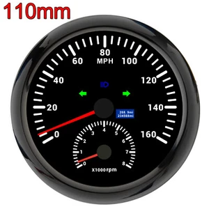 110mm Black GPS Speedometer 0-160 MPH with Tachometer 8000RPM Gauge for Boat Car - Picture 1 of 7