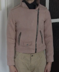 Biker Jacke Mädchen Gr. 146 C&A Wildleder Imitat rosa sehr guter Zustand Cool - Bild 1 von 10