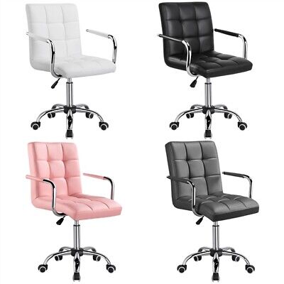 Home Office Chair Leather Computer Desk Chair Adjustable Swivel Chair With Arms • 55.99£