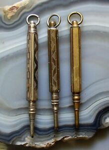 Lot 3 Antique Mechanical Propelling Pencils, Chatelaine, Fob