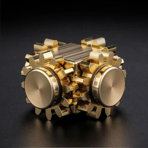 Brass Gear Linkage Hand Spinner Finger Toy EDC Gearwheel Bearing Gyroscope Gift - Picture 1 of 7
