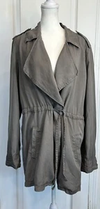 HINGE Women’s Utility Shacket/Jacket M Open Front Drawstring Waist Gray Boho - Picture 1 of 16