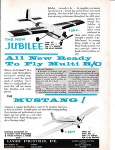 1965 Lanier R/C Planes Print-Ad/ The Jubilee & the Mustang / Great Art - Picture 1 of 1