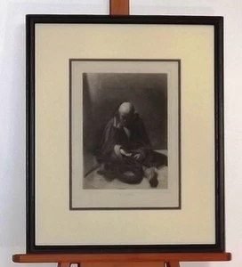 "Mendingo" etching  J. Zubau 1865; a blind beggar, dignity intact - Picture 1 of 6